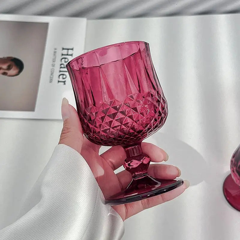2pcs 190ml Vintage Rose Red Cocktail Glassware