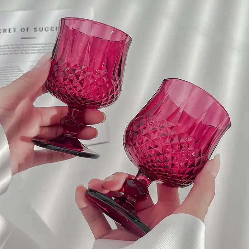 2pcs 190ml Vintage Rose Red Cocktail Glassware
