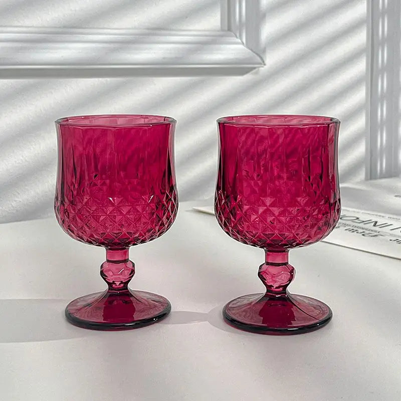 2pcs 190ml Vintage Rose Red Cocktail Glassware