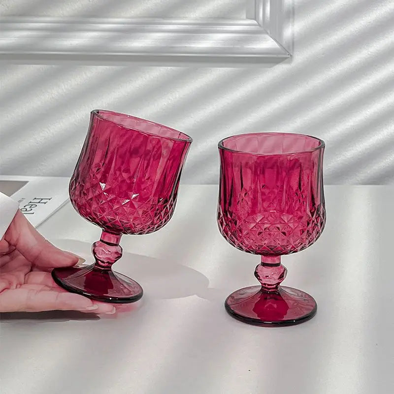 2pcs 190ml Vintage Rose Red Cocktail Glassware